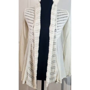 Anthropologie White Knit Open Cardigan Angel of the North Linen Blend EUC Sz XSP